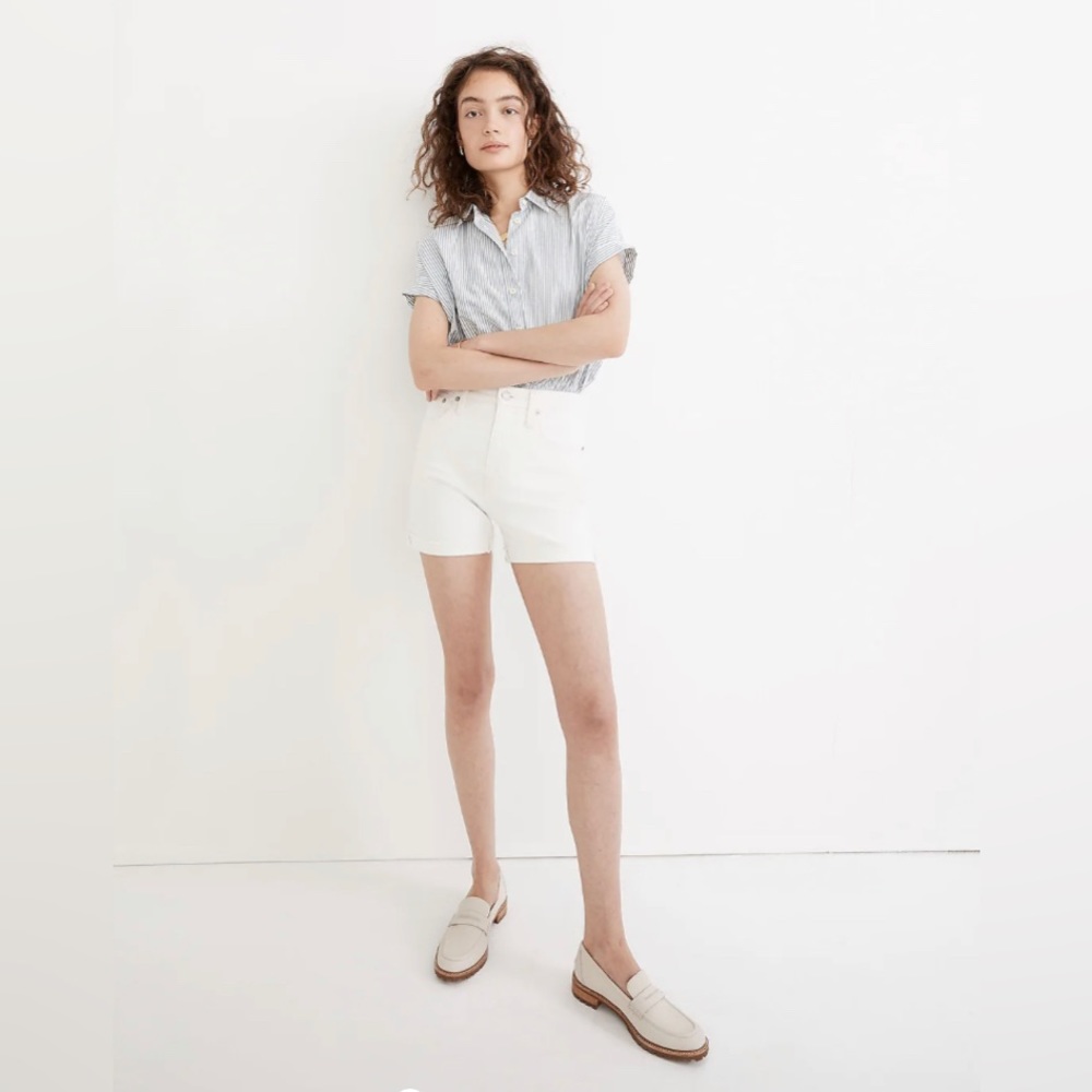 Madewell High-Rise Denim Shorts in Tile White, sz 28, EUC
